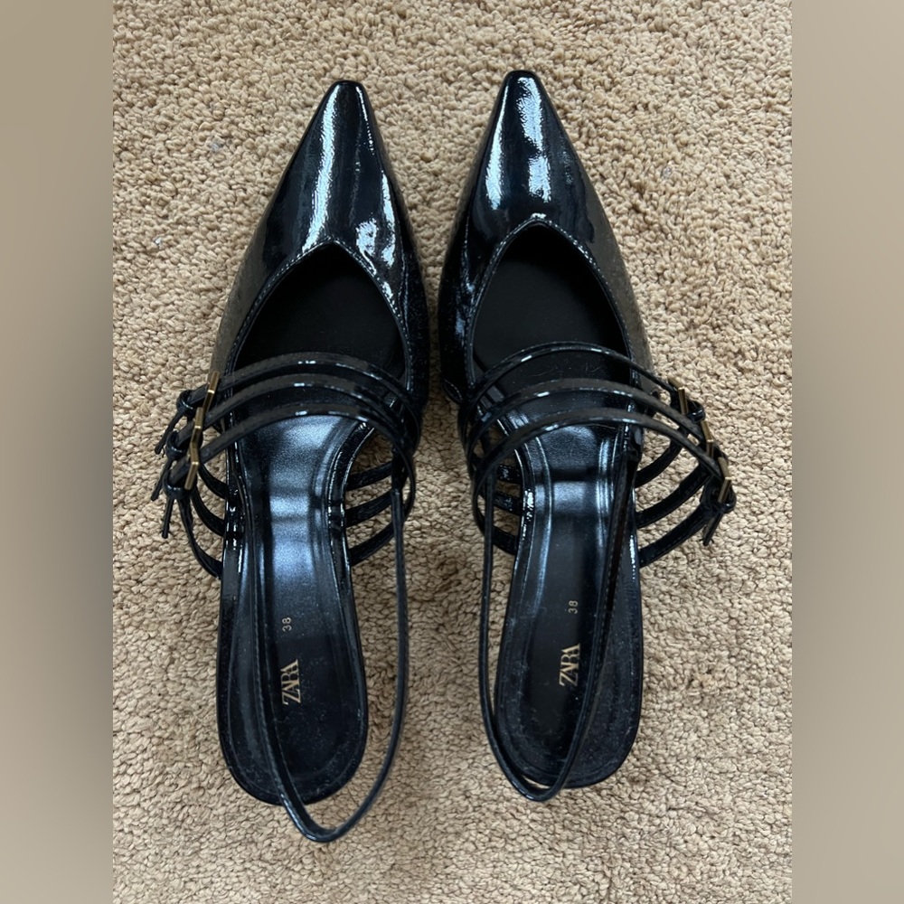Zara strappy leather kitten heel